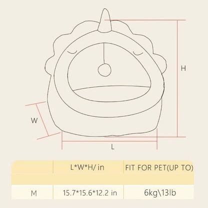 Adorabile Cuccia per Animali a Forma di Dinosauro con Giocattolo