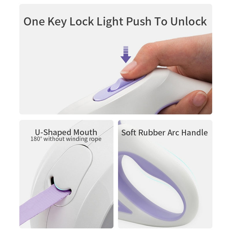 Guinzaglio Automatico Retrattile con Illuminazione per Cani